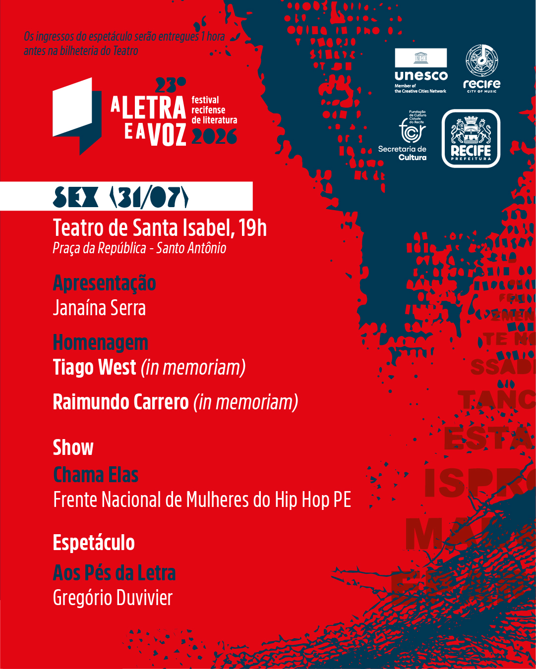 Abertura do 23ª Festival Recifense de Literatura A Letra e A Voz